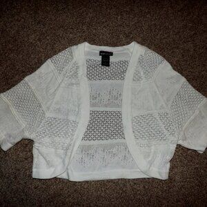 women's vintage WET SEAL white cropped lace cardigan sweater size large